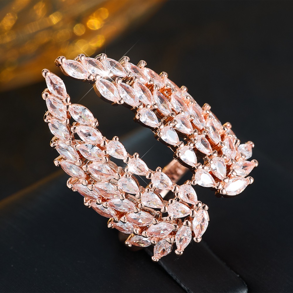 Women's Open Zirconia Exaggerated Ring Inspired by Wings